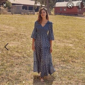 Christy Dawn Basil Dress in Palmette Azul Size M/L